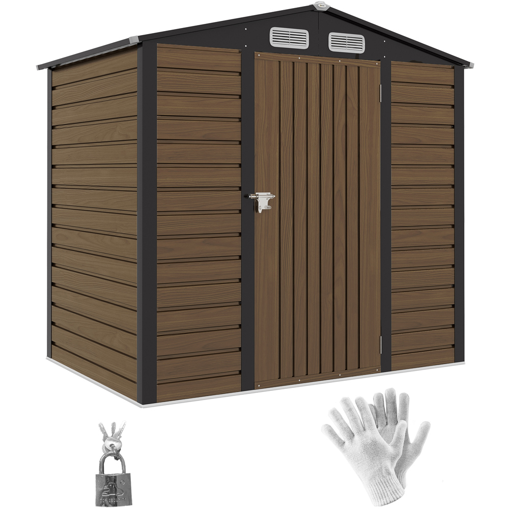 Outsunny 6.2 x 4.3ft Oak Garden Metal Shed with Vent Image 4