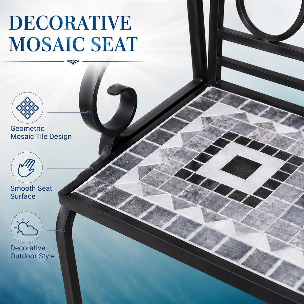 Shatchi Medina Mosaic 2 Seater Garden Bench Image 6
