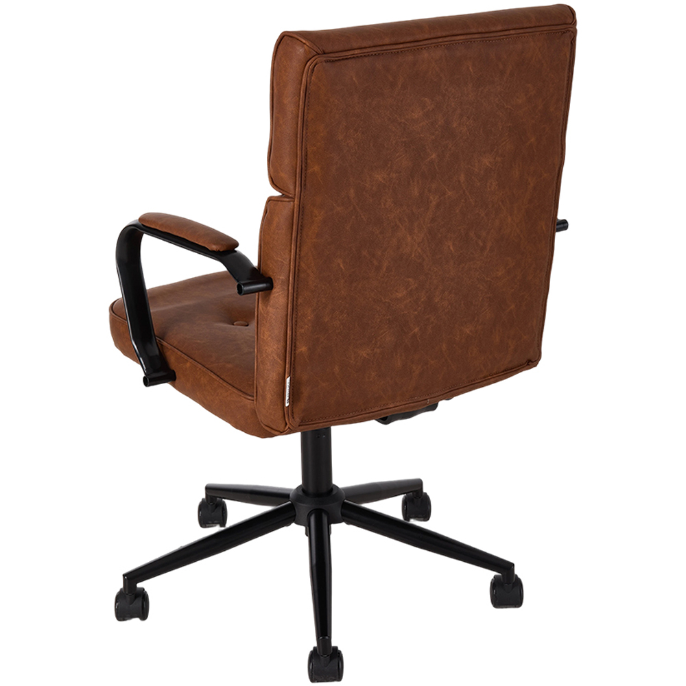 Living and Home Brown PU Leather Swivel and Adjustable Retro Office Chair Image 4