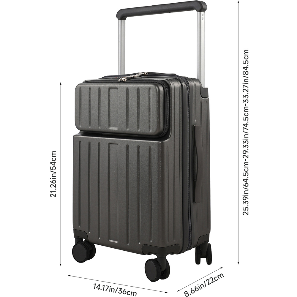 H&O Direct Grey ABS Suitcase with Front Opening and Spinner Wheels 20 inch Image 6