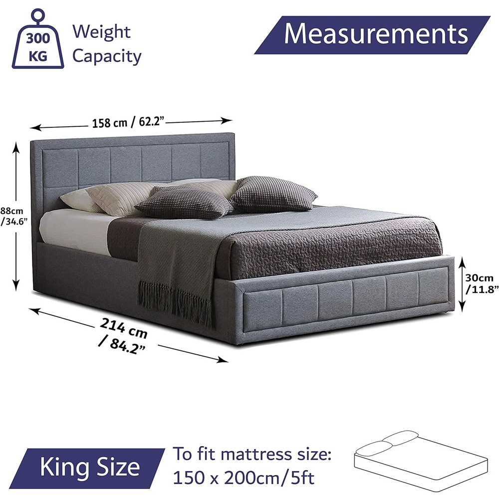 Portland King Size Ottoman Upholstered Bed Frame with Storage Image 9