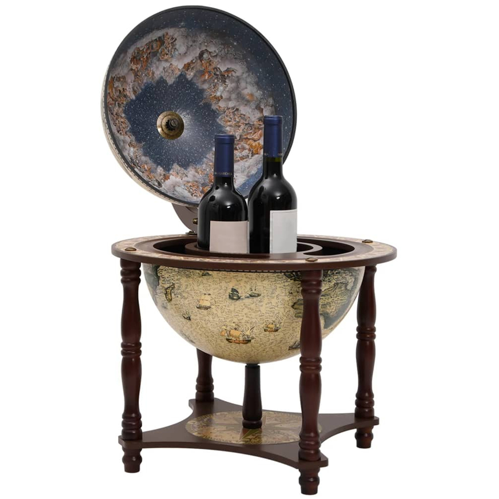 vidaXL Brown Antique Style Globe Bar Wine Stand Image 2
