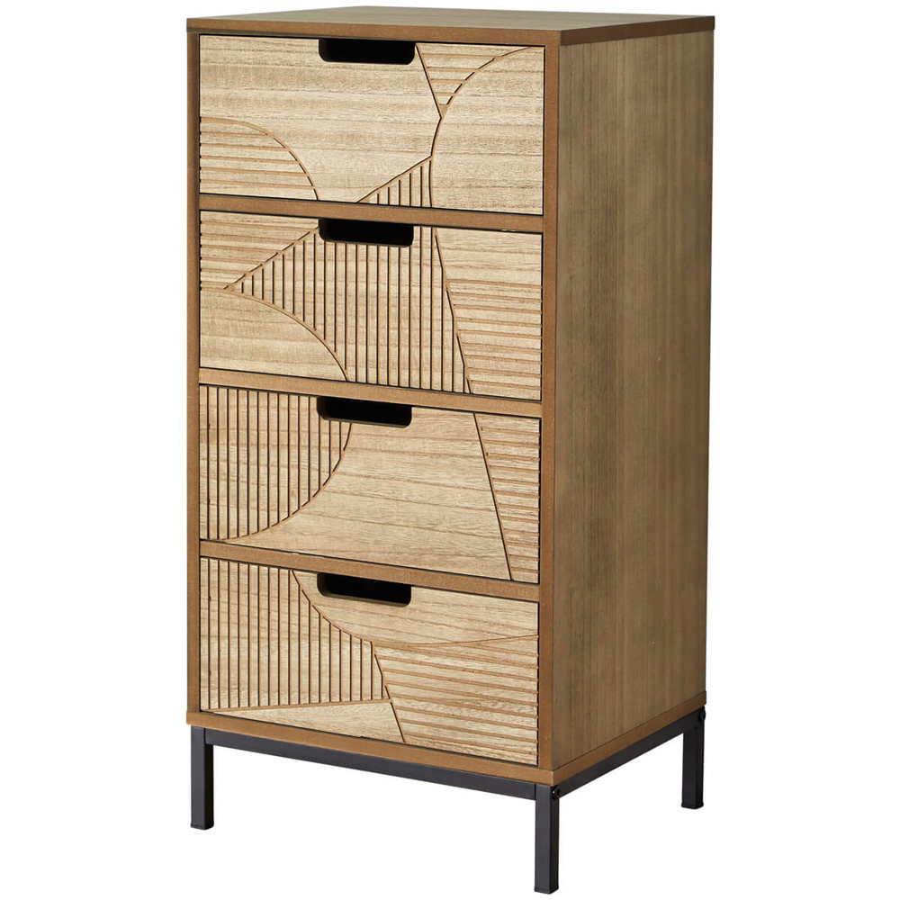 Home Source Reedham 4 Drawers Light Brown Wooden Chest of Drawers Image 2