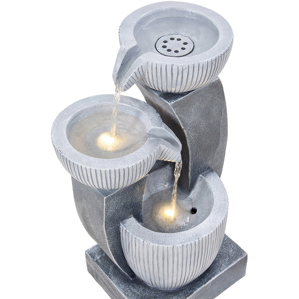 Living and Home 3-Tier Stone Effect Cascading Bowl Solar LED Water Feature Image 5
