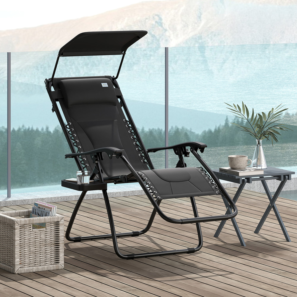 Outsunny Black Zero Gravity Folding Reclining Chair Image 4