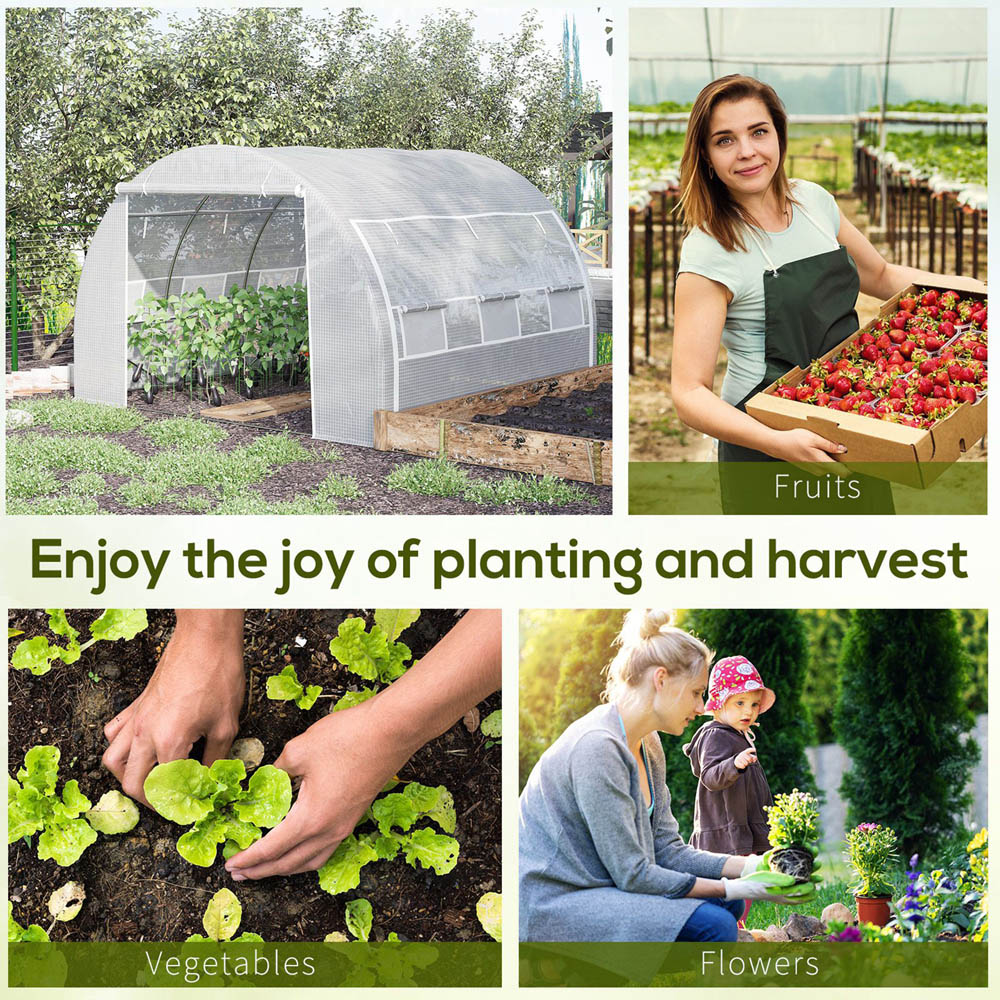 Outsunny White Plastic 10 x 10ft Polytunnel Greenhouse Image 7