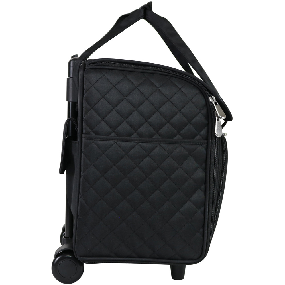Everything Mary EVM13346-1 Black Quilted Rolling Sewing Tote Trolley Bag 43.2 x 22.9 x 33.7cm Image 5