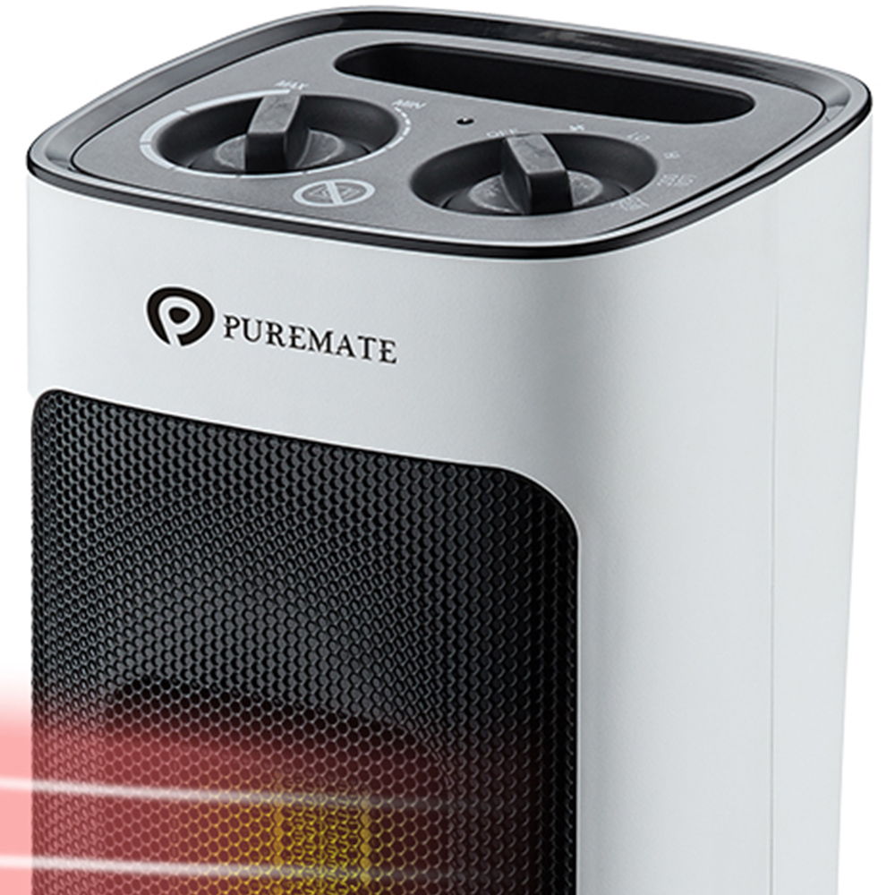 PureMate White Portable Ceramic Fan Heater 2000W Image 2
