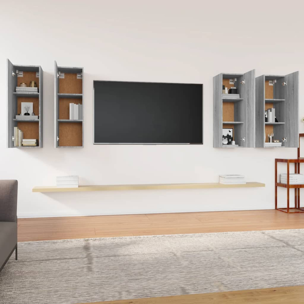 vidaXL Single Door Grey Sonoma TV Cabinet Set of 4 Image 1