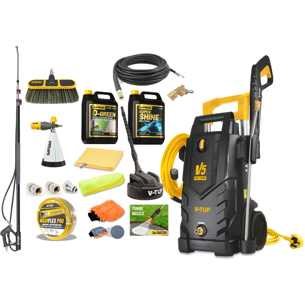 V-TUF V5 240 X2 Tough DIY Electric Pressure Jet Washer 165Bar with DIY Property Maintenance Kit Image