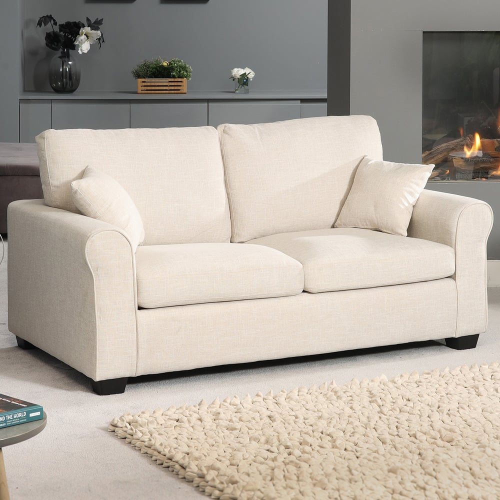 Dawson 2 Seater Beige Fabric Sofa Bed Image 1