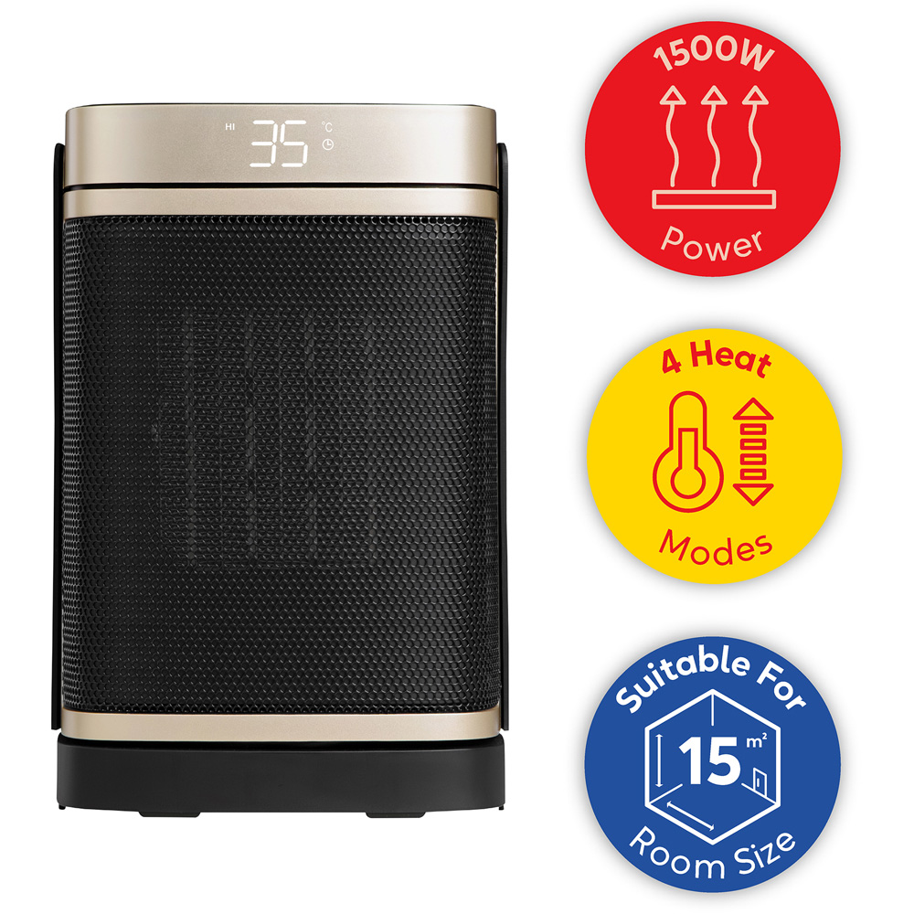 Russell Hobbs RHCH2001G Black and Gold Square Oscillating Ceramic Heater 1500W Image 8