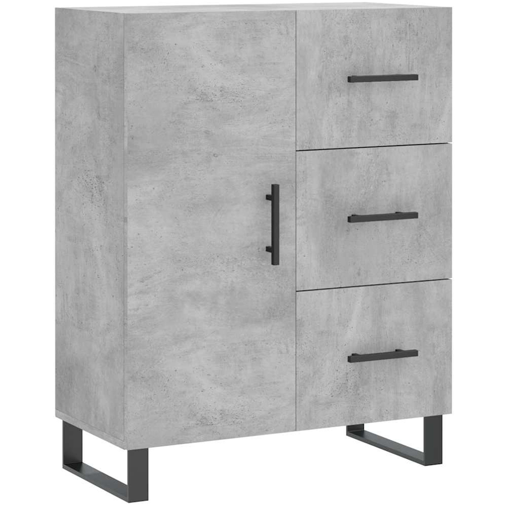vidaXL Single Door 3 Drawer Concrete Grey Sideboard Image 2
