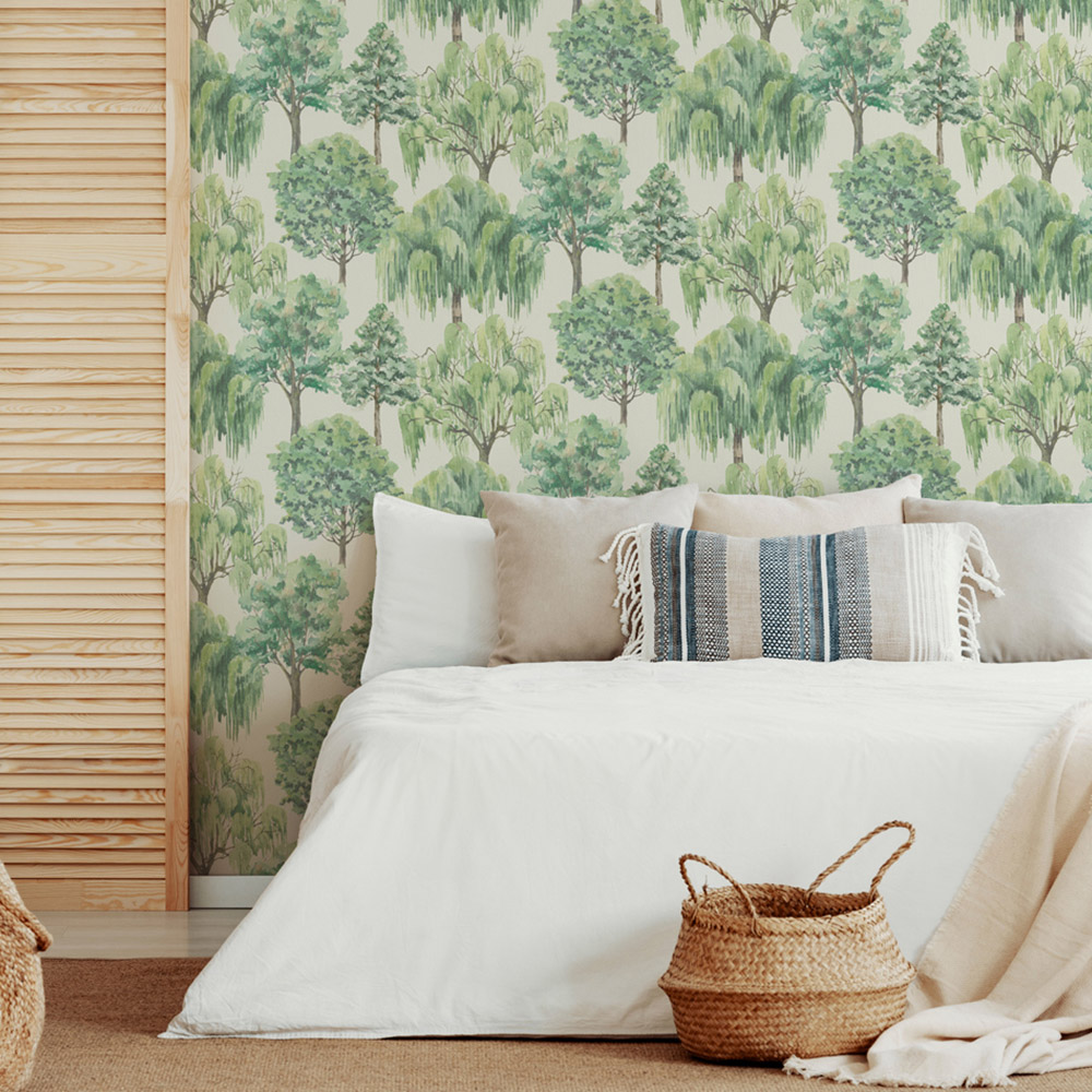 Esselle Home Whispering Willow Ivory and Green Wallpaper Image 3