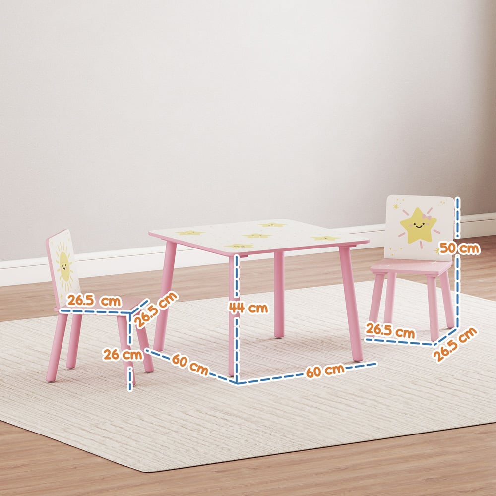 AIYAPLAY 3 Piece Pink Kids Table Set Image 9