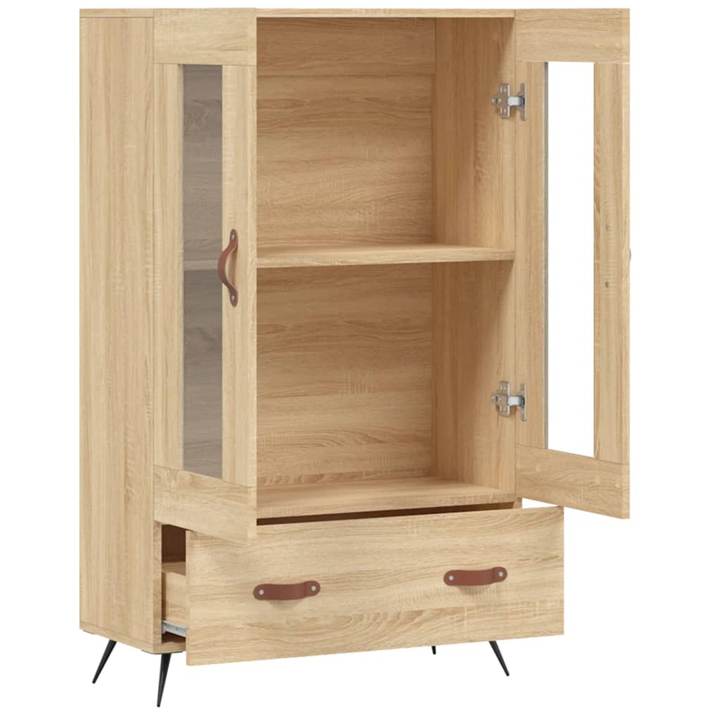 vidaXL 2 Glass Door Single Drawer Sonoma Oak Highboard Image 5