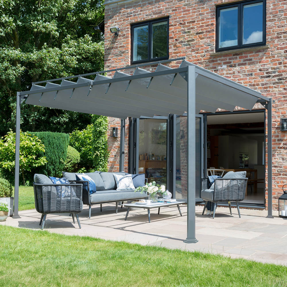 Norfolk Collection Pandora 3 x 3.6m Multi-Directional Leaf Roof Gazebo with Handle Image 7