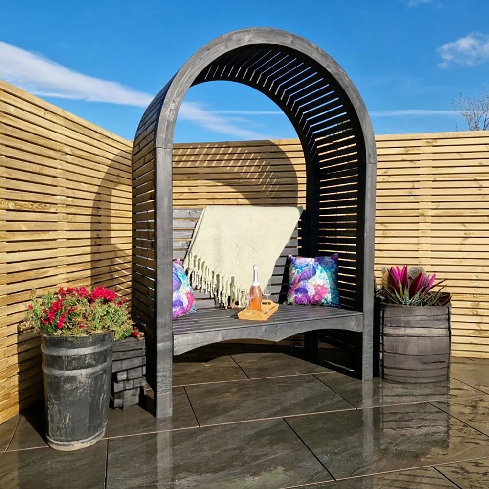 Shire Contemporary 2 Seater 5 x 2ft Black Pressure Treated Arbour Image 4