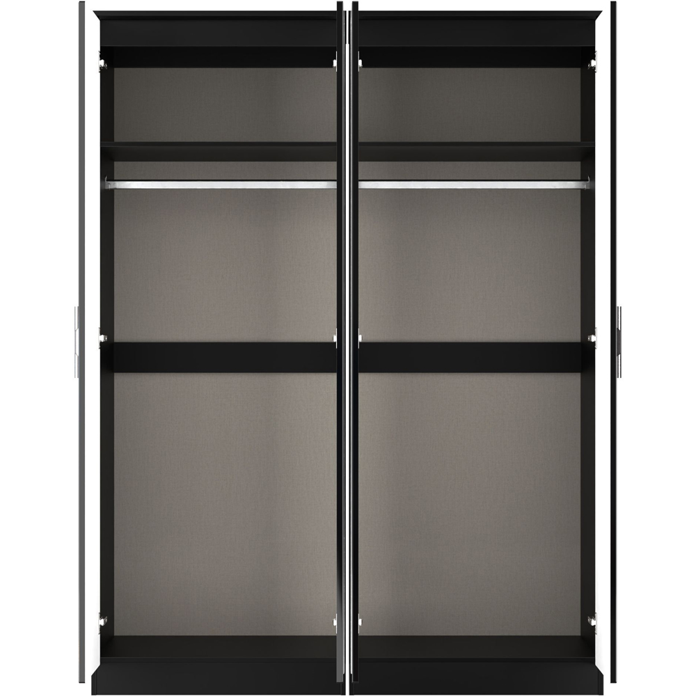 Crowndale Knightsbridge 4 Door Black Gloss and Black Tall Mirror Wardrobe Ready Assembled Image 4