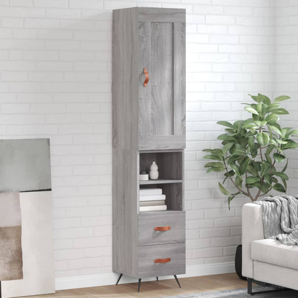 vidaXL Single Door 2 Drawer 2 Shelf Grey Sonoma Highboard Image 1