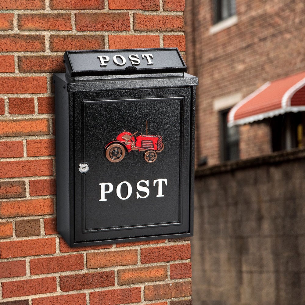 Arboria Garden Decor Black Tractor Cast Aluminium Post Box Image 2