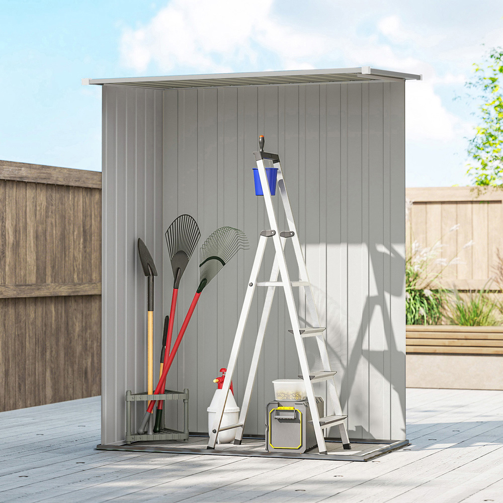 Outsunny 4.5 x 2.8ft Single Door Grey Steel Outdoor Storage Shed Image 6