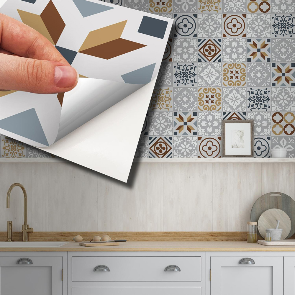 Walplus Grey Grigio Mediterranean Tile Sticker 15cm 48 Pack Image 4