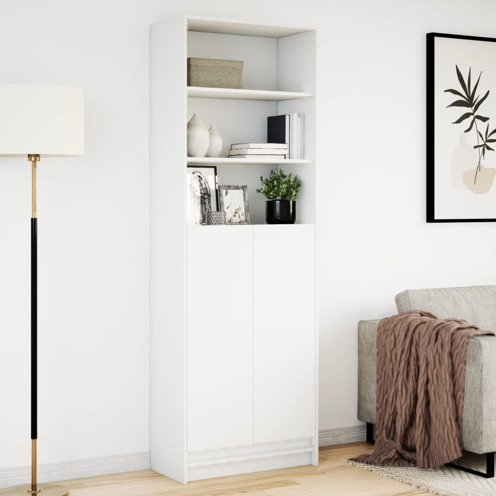 vidaXL 2 Door 3 Shelf White Highboard with RGB LED Lights Image 9