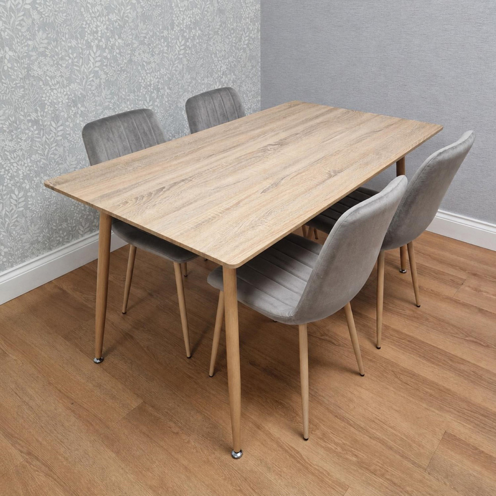 Kosy Koala 4 Seater Wood Effect Padded Dining Set Grey Image 5
