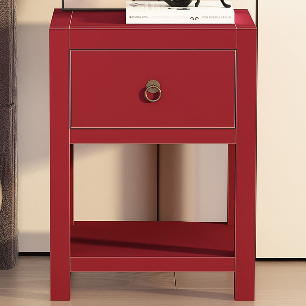 Sino Single Drawer Red Bedside Table Image 1