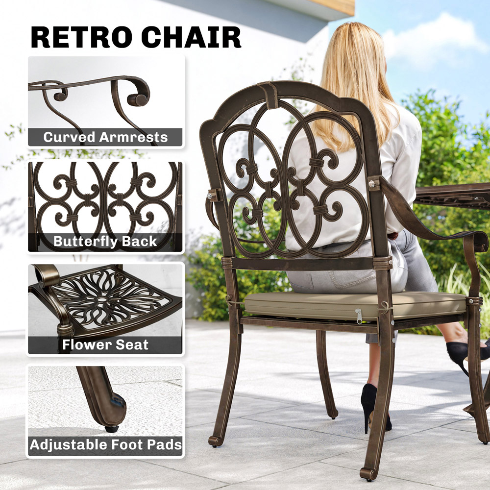 Outsunny 8 Seater Butterfly Motif Garden Dining Set with Cushions Bronze Tone Image 4