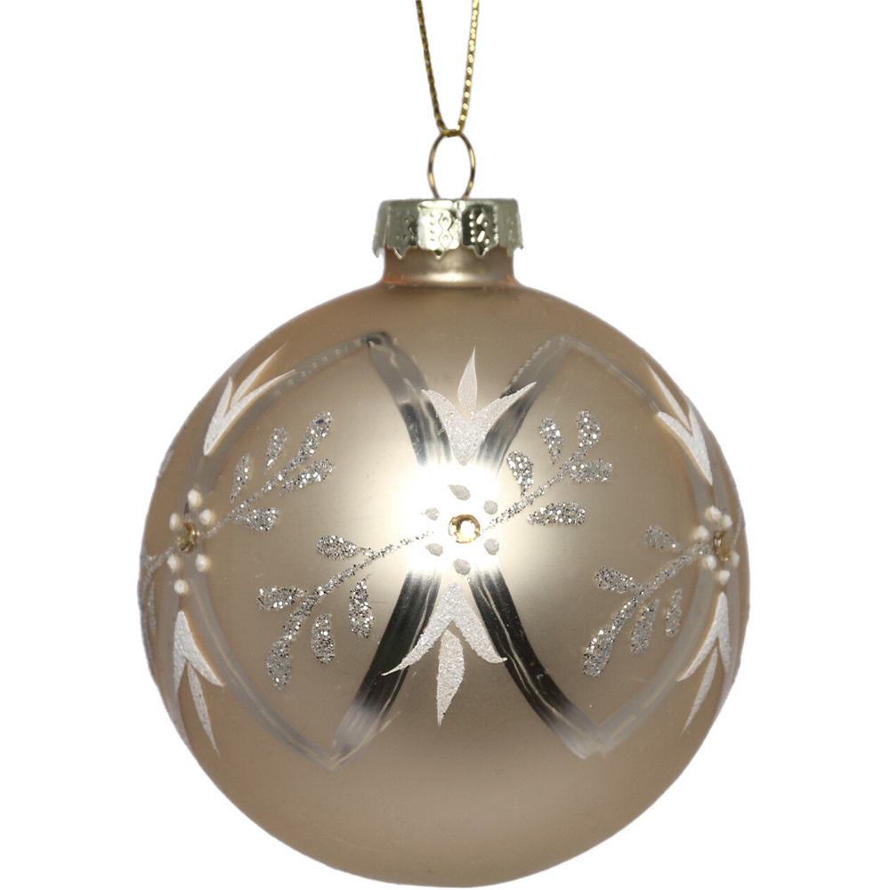 Single Grace & Glory Champagne Glitter Leaf Bauble in Assorted styles Image 2