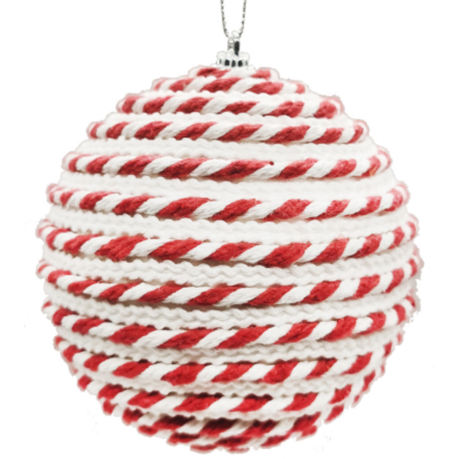 Candy Cane Lane Red and White Rope Bauble Image