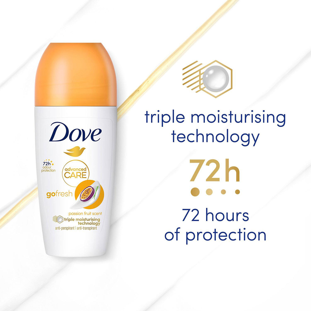 Dove Go Fresh Passion Fruit Women Anti-Perspirant Roll on 50ml 9 Pack Image 7