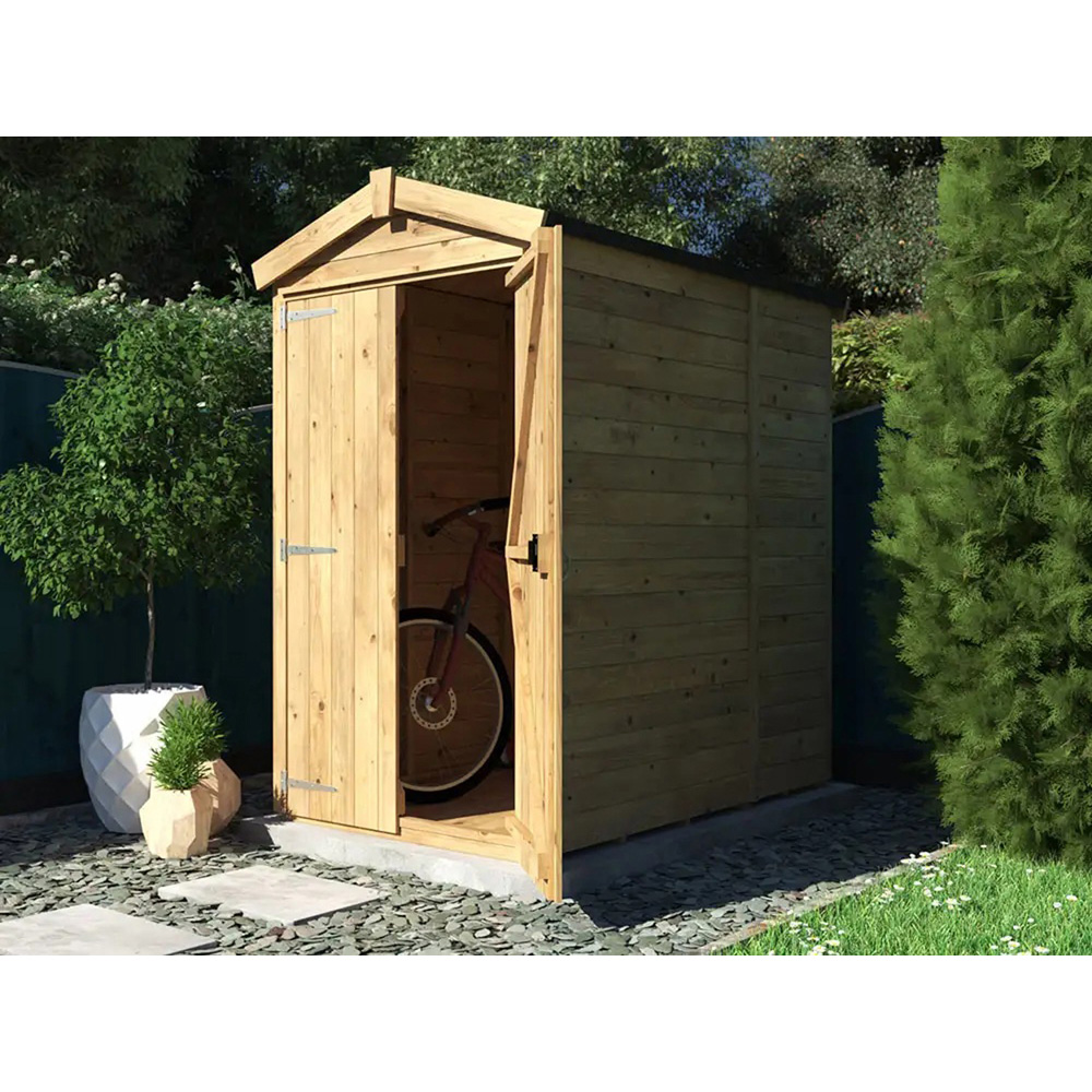 Dunster House Overlord 4 x 6ft Modular Brown Apex Garden Shed Image 3