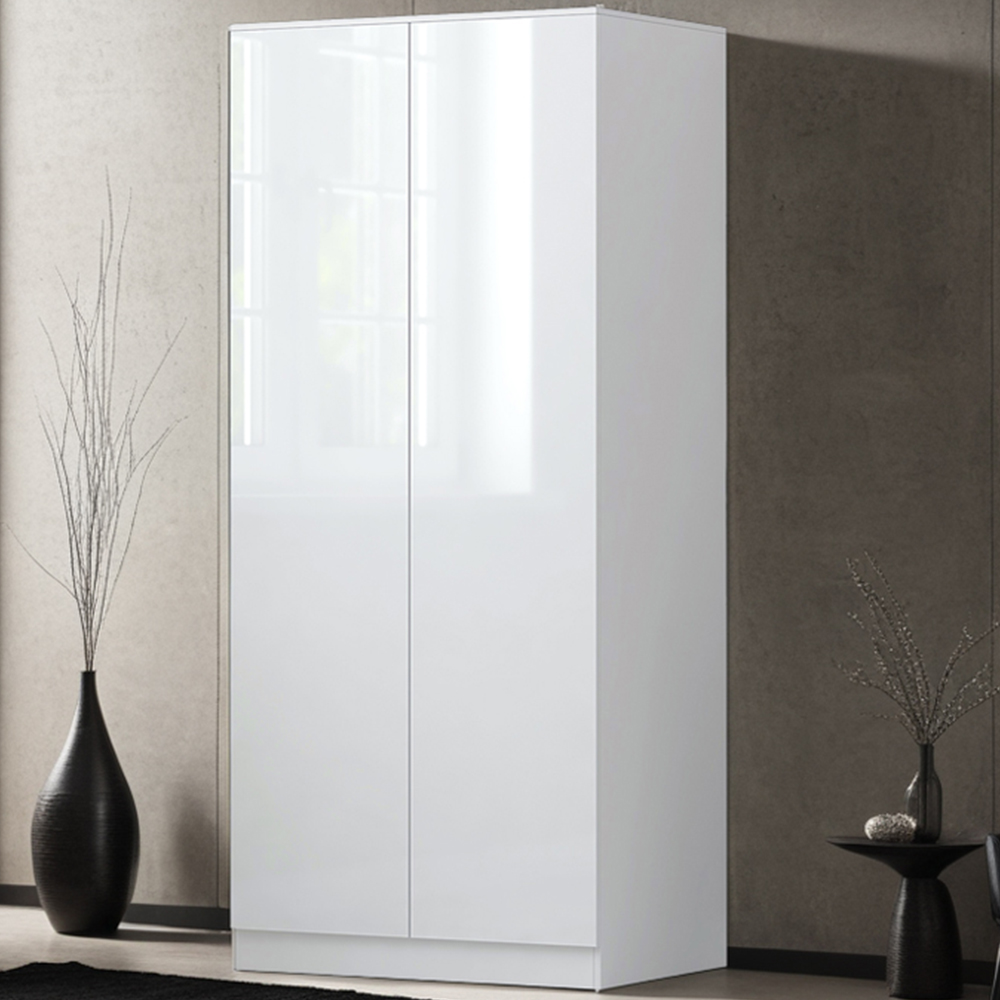 FWStyle Stora 2 Door White Gloss Wardrobe Image 1