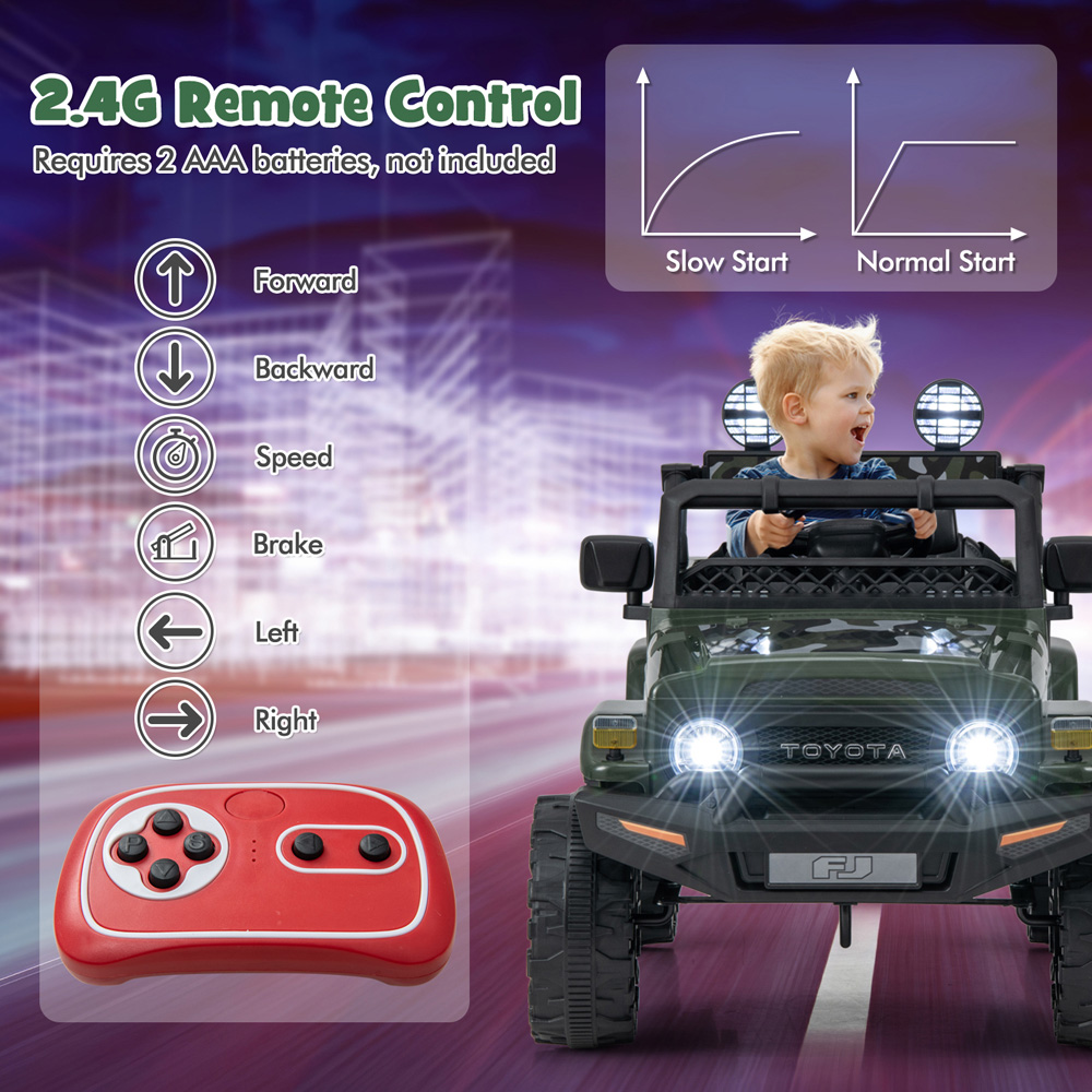 Costway Kids Camouflage Licensed Toyota FJ Cruiser Electric Ride On Car with Remote Control 12V Image 7