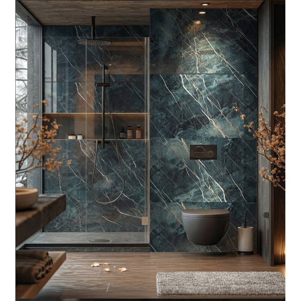Top Ceramics Aqua-Green Marble Effect High Gloss Porcelain Wall Tile 1200 x 600mm Image 8