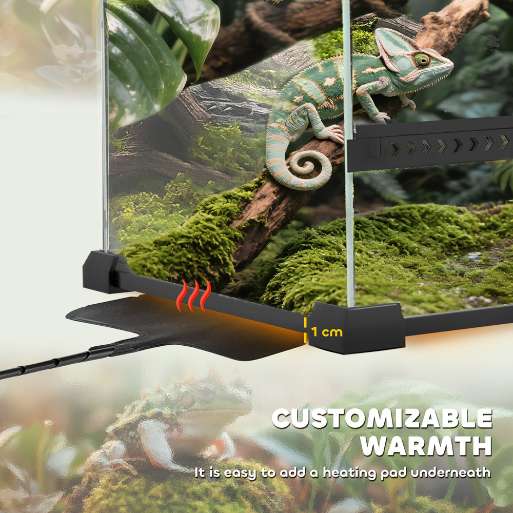 PawHut Black Stone Background Glass Reptile Terrarium 10L Image 6