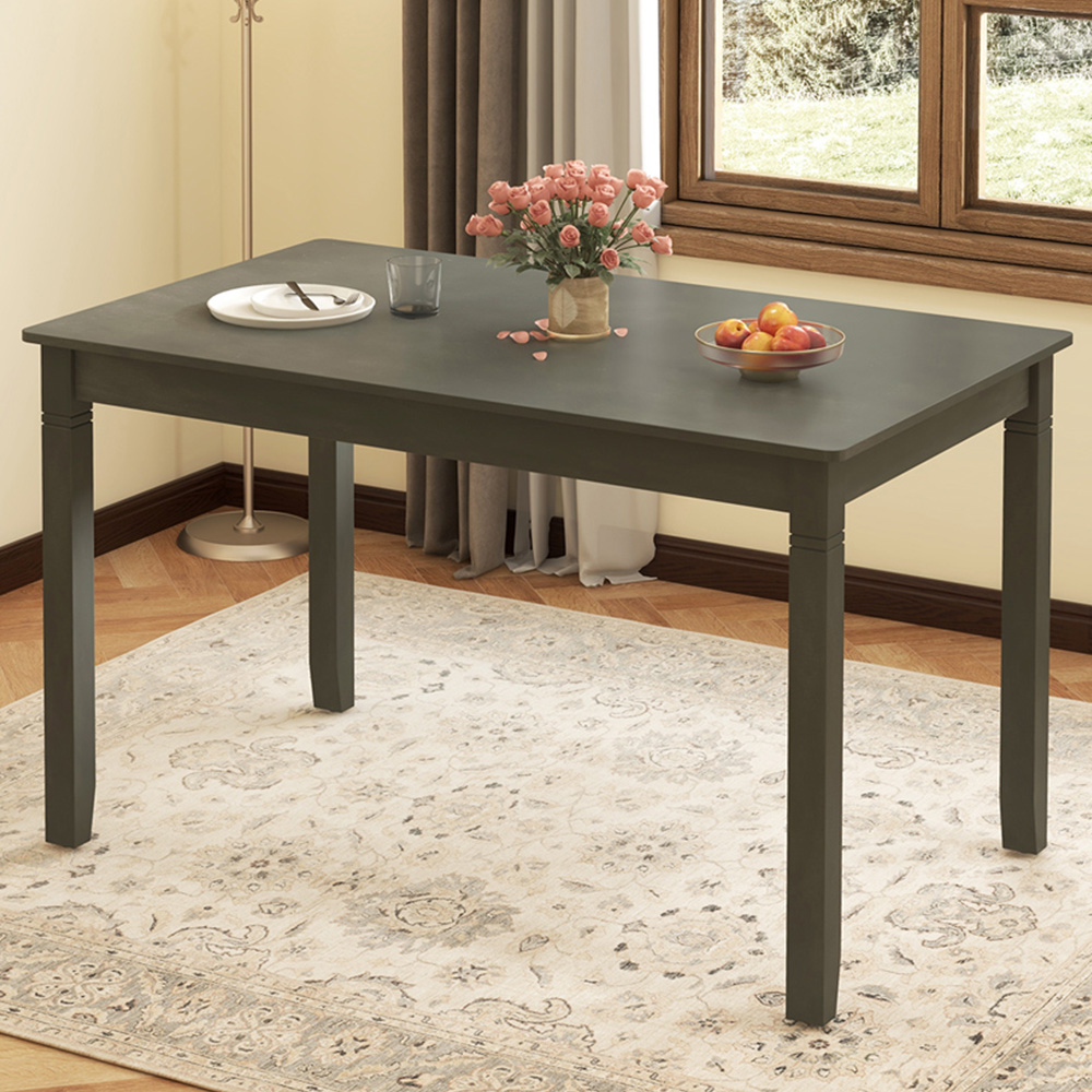 Costway 4 Seater Wooden Rectangular Dining Table Grey Image 1