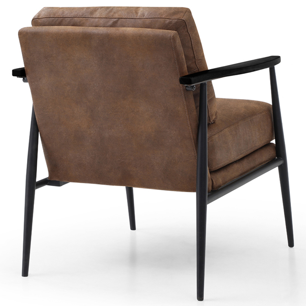 Bruce Cowboy Tan and Black PU Leather Armchair Image 4