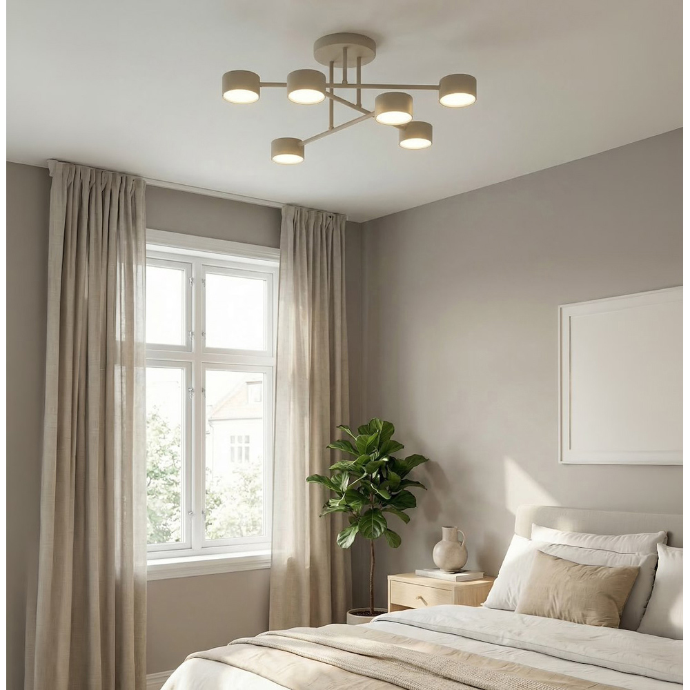 Emibig Halo 6 Light Sphere Shade Beige Cross Arm Design GX53 Ceiling Pendant Light Image 5