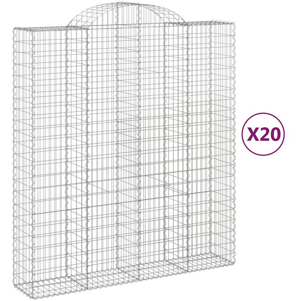 vidaXL Silver Galvanised Iron Arched Gabion Basket 200 x 50 x 220/240cm 20 Pack Image 4