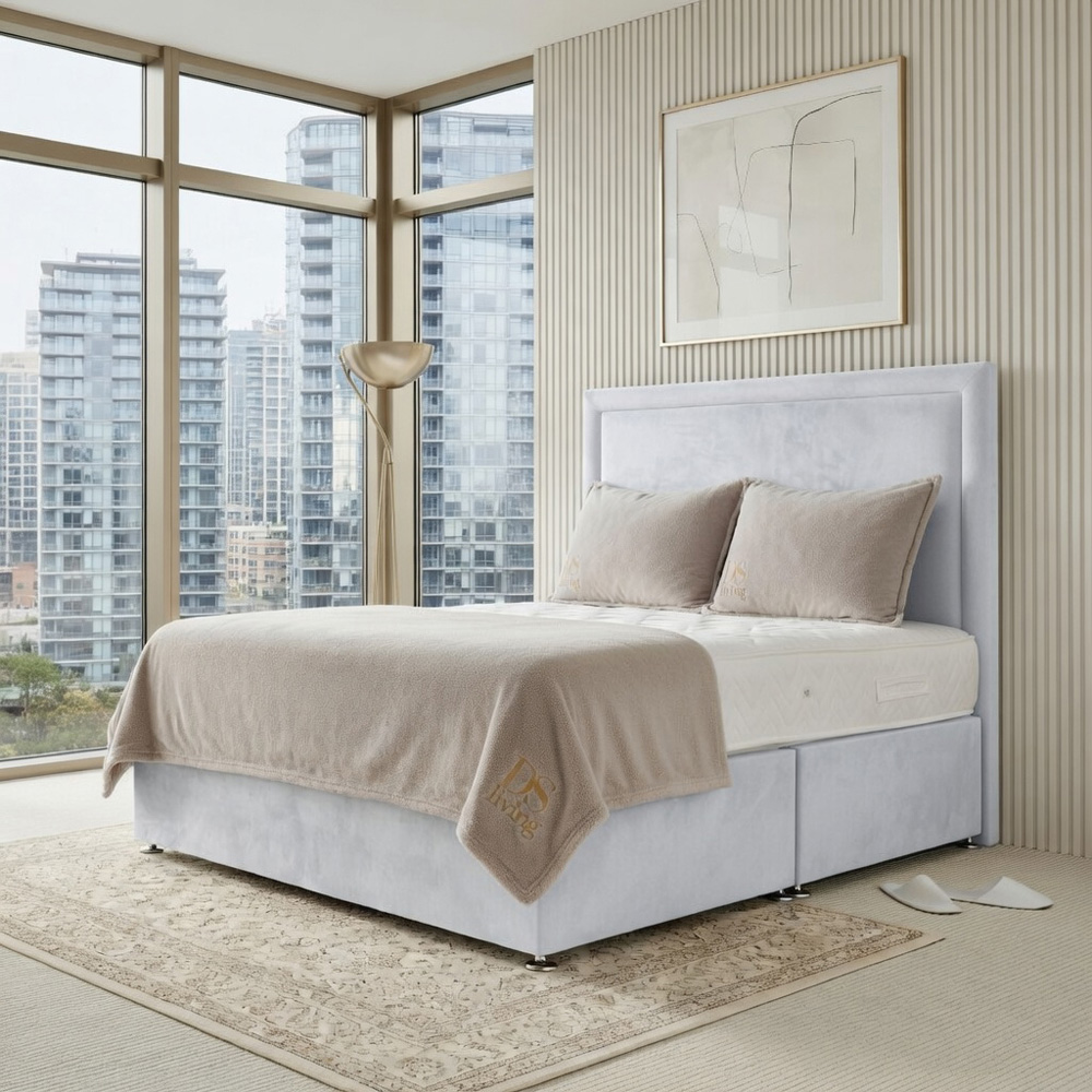DS Living Velmont Super King Size White Plush Divan Bed Image 4