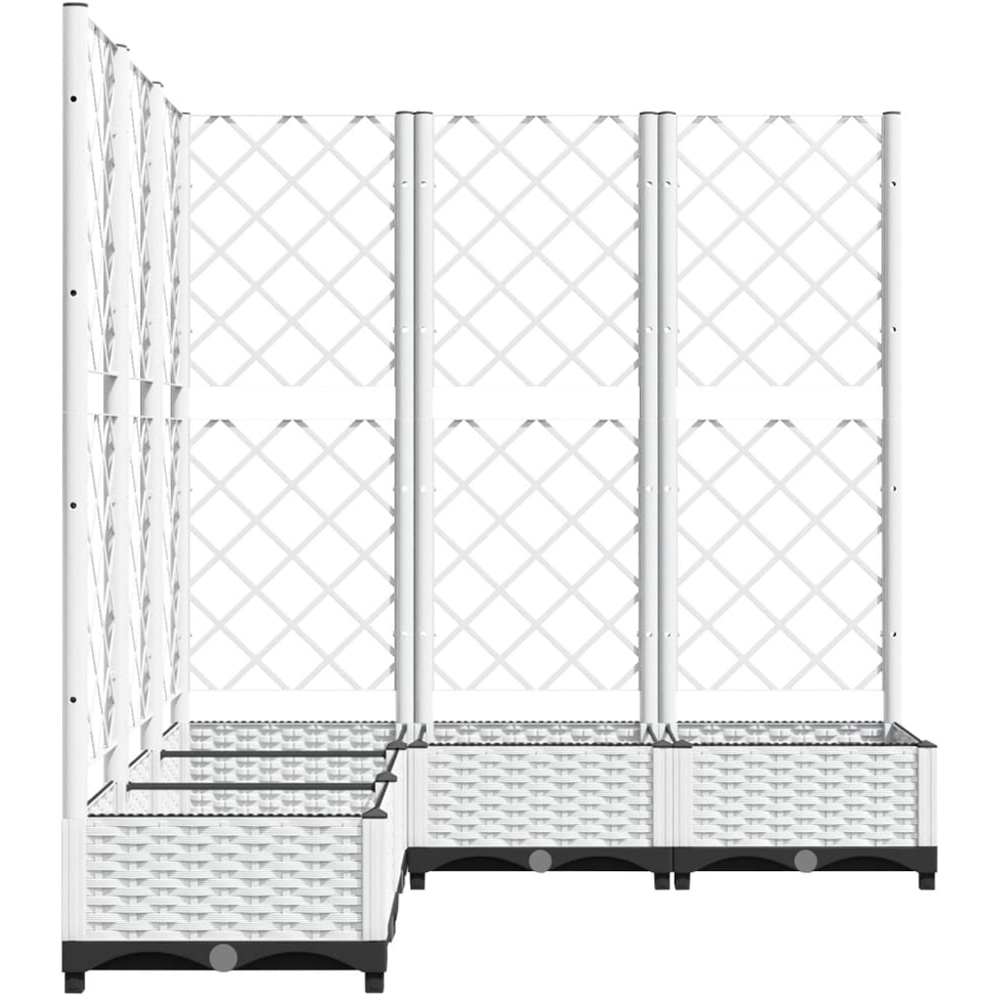vidaXL White Plastic Corner Garden Planter with Trellis 121.5 x 120 x 120cm Image 3
