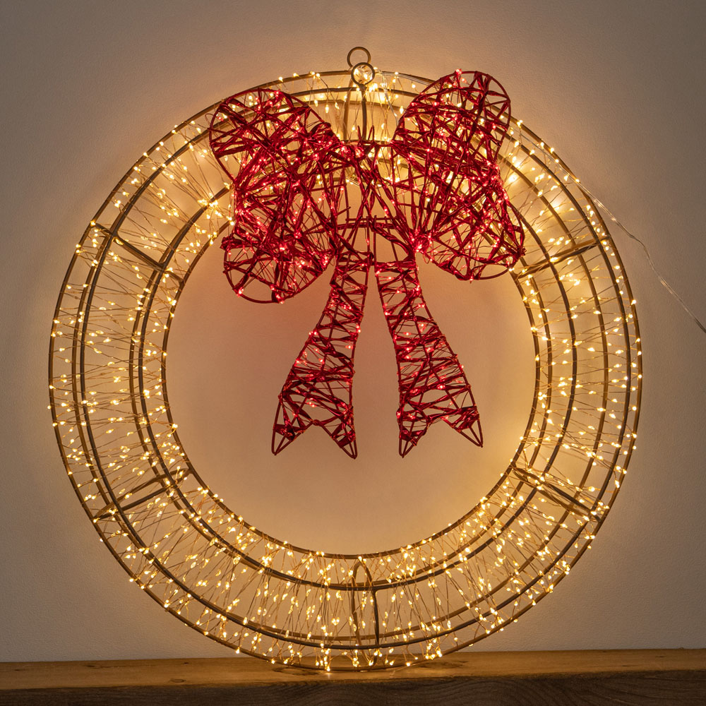 Samuel Alexander 1440 Warm White LED Light-Up Galaxy Christmas Wreath with Bow 50cm Image 7