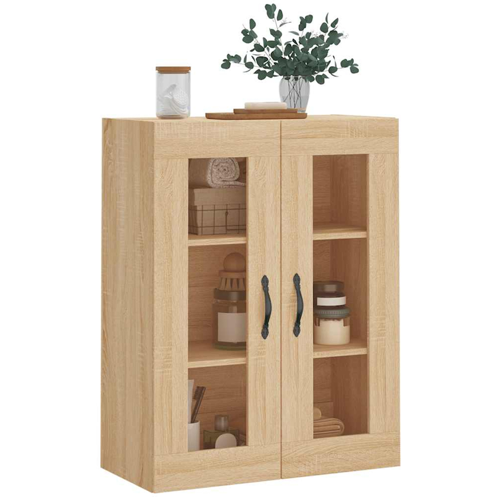 vidaXL 2 Glass Door Sonoma Oak Wall Mounted Cabinet Image 4