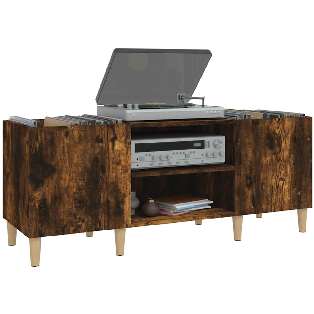 vidaXL 2 Shelf Smoked Oak Record Cabinet Image 3