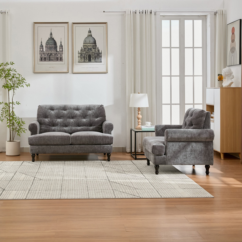 Furniture One 3 Seater Grey Mid Century Sofa Set Image 8