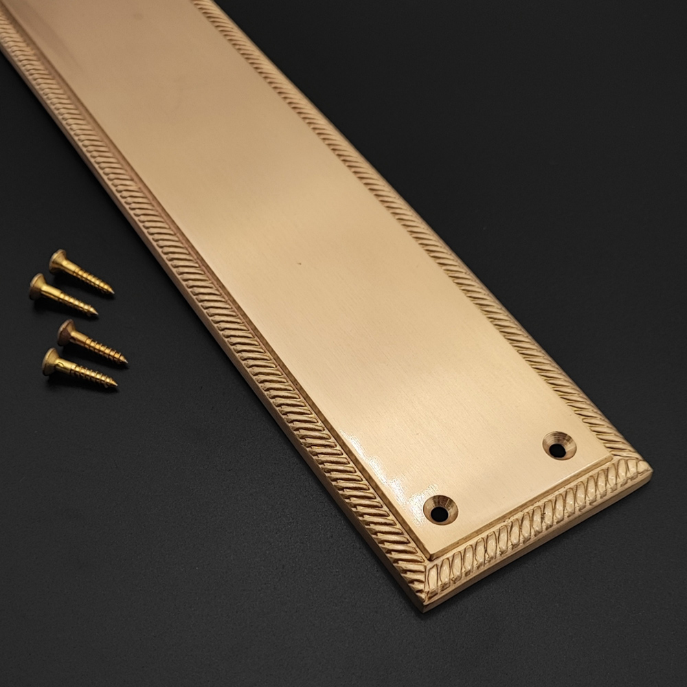 Spira Brass Georgian Plain Square Satin Brass Finger Plush Plate 300mm Image 4
